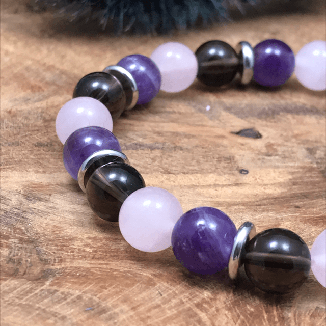 Améthyste - Quartz fumé - Quartz rose - 8mm