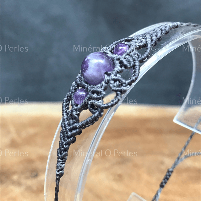 Bracelet 'Arabesque' améthyste / Oeil de tigre / ...