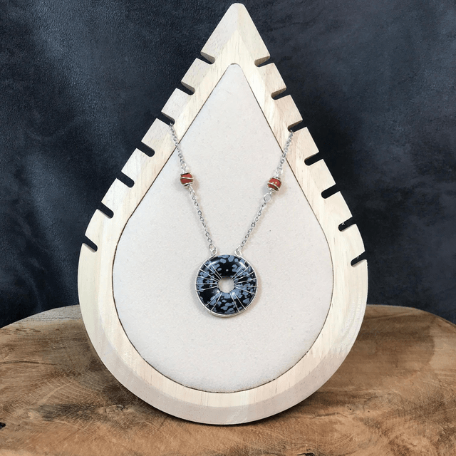 Donut Obsidienne 'neige' et jaspe rouge